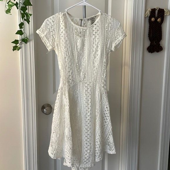 american rag white lace dress American Rag Cie Off White Rayon Lace Hi-Lo